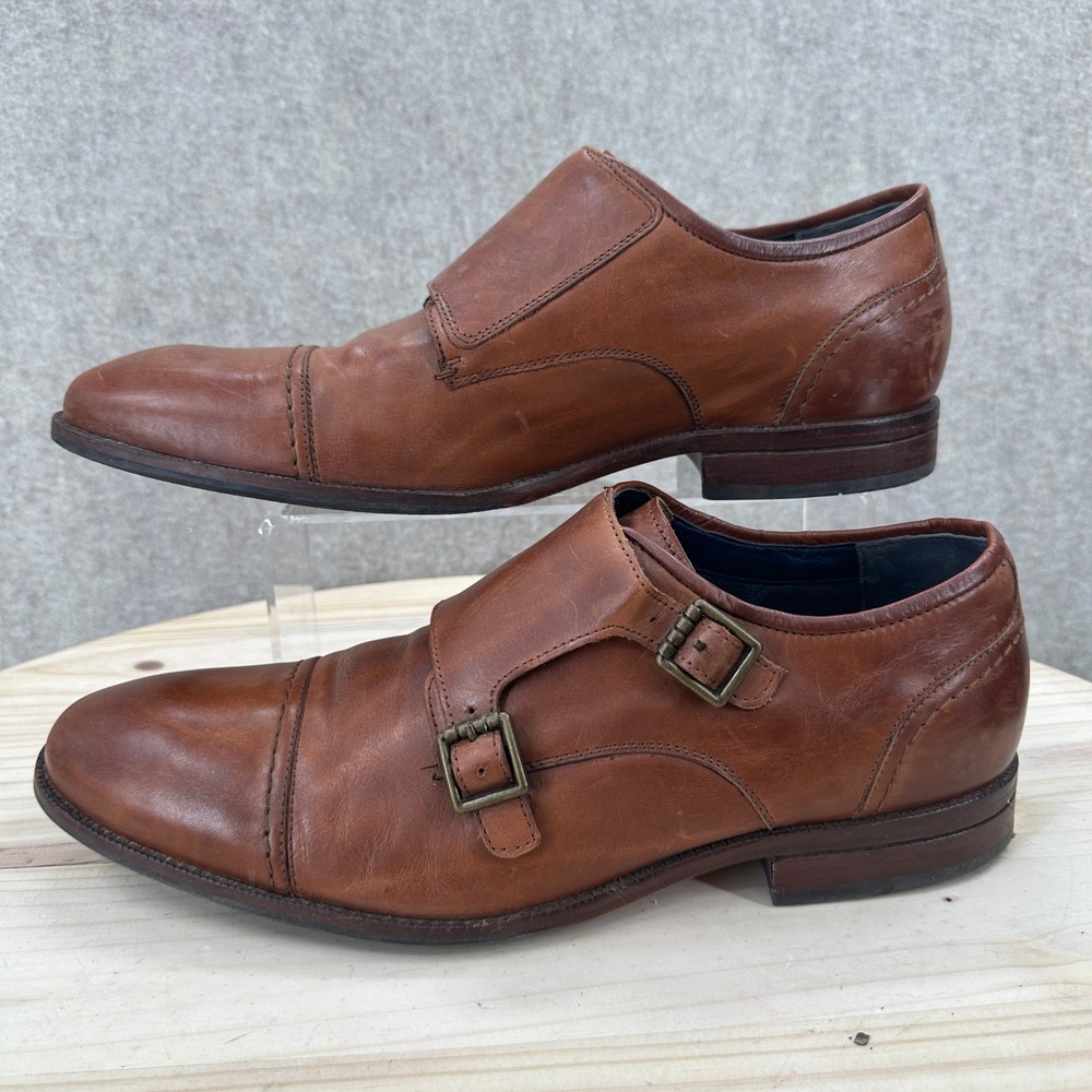 Cole Haan Monk Strap Shoes Mens 11 Brown Leather Double Buckle C29035